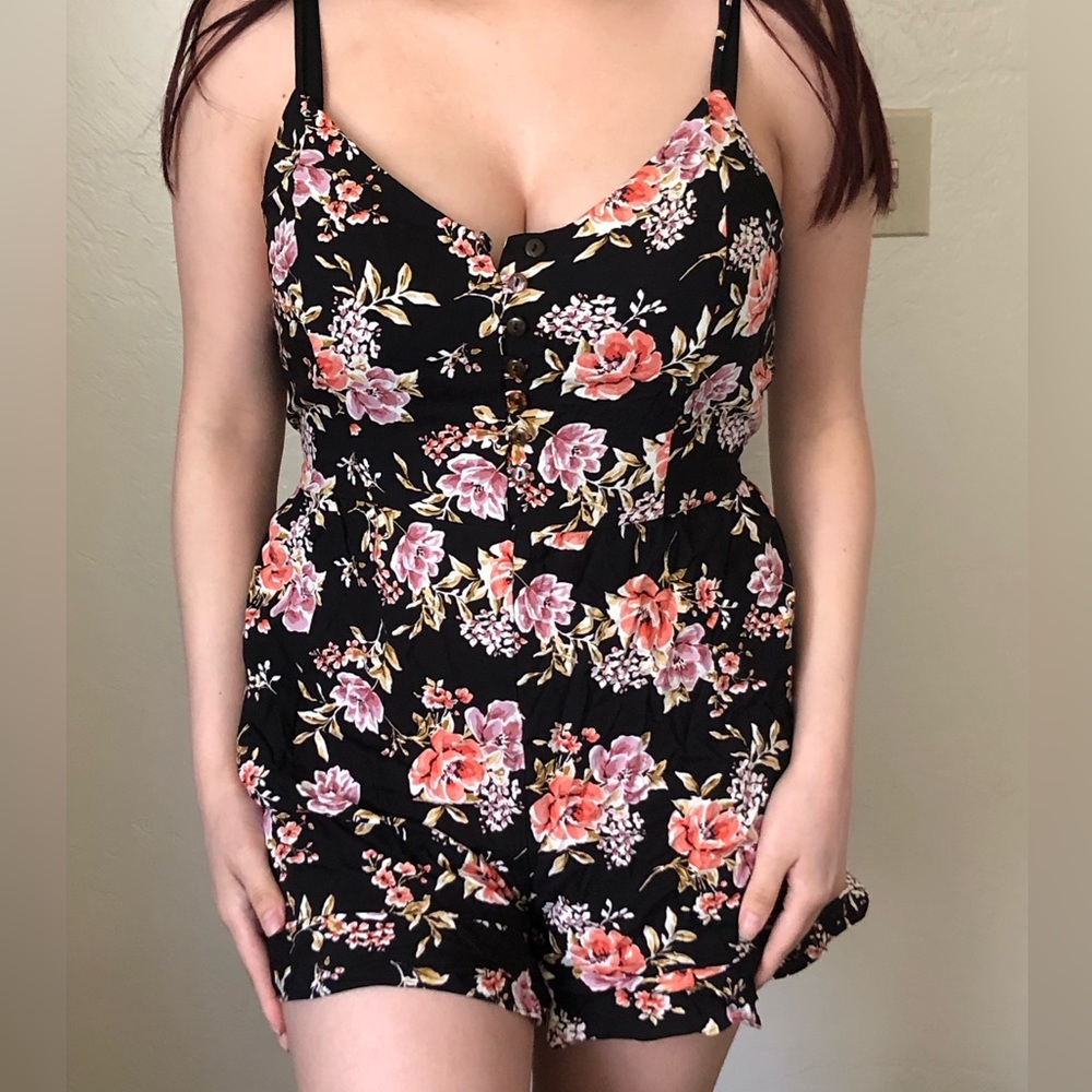 Floral shorts romper